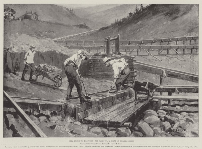 Von Euston nach Klondike, die Abrechnung, eine Szene am Bonanza Creek von Arthur David McCormick