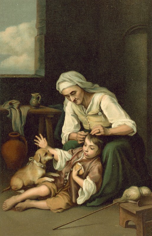 Alte Frau entlaust einen Jungen von after Bartolome Esteban Murillo