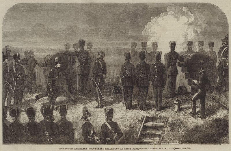 Edinburgh Artillerie-Freiwillige üben im Fort Leith von Charles Altamont Doyle