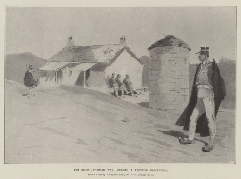 Der Griechisch-Türkische Krieg, vor einem Grenzblockhaus von Charles Auguste Loye