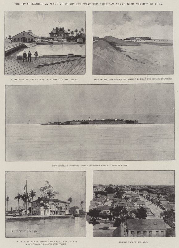 Der Spanisch-Amerikanische Krieg, Ansichten von Key West, der nächstgelegenen amerikanischen Marinebasis zu Kuba von Charles Auguste Loye