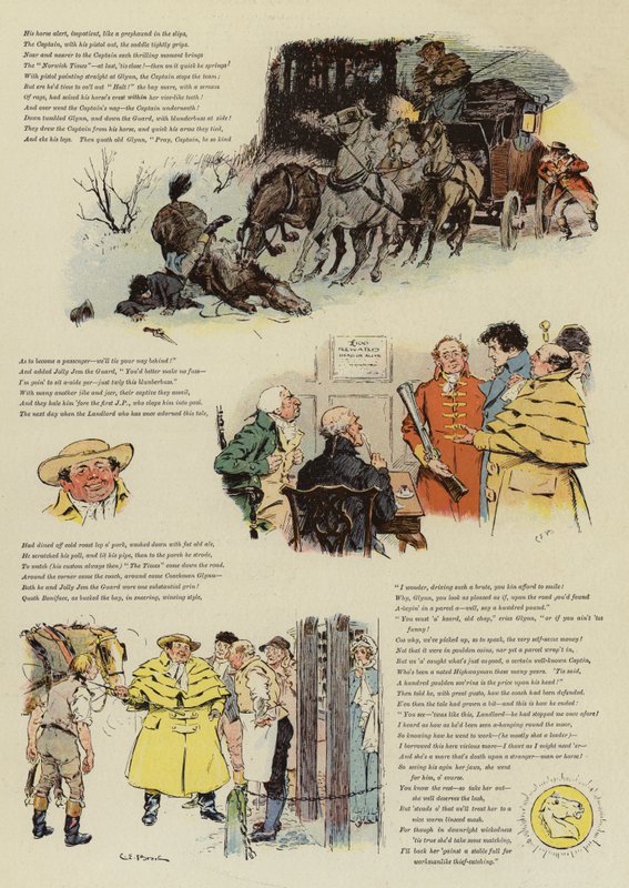 Der Gebissene beißt zurück, eine Geschichte aus den Tagen der Kutschen (Chromolitho) von Charles Edmund Brock