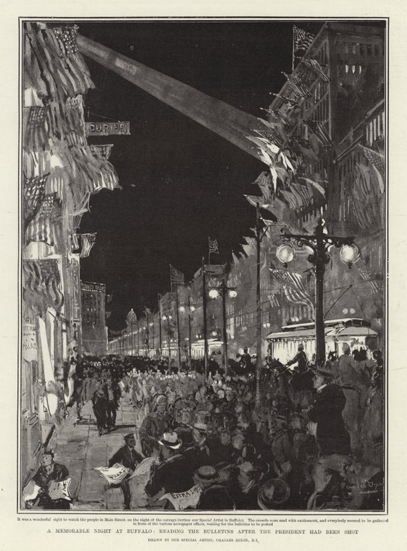 Eine denkwürdige Nacht in Buffalo, Lesen der Bulletins nach der Erschießung des Präsidenten von Charles Edward Dixon