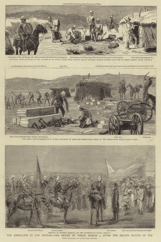 Die Rebellion im Sudan, die Entlastung von Tokar, 1. März, nach der zweiten Schlacht von Teb von Charles Edwin Fripp