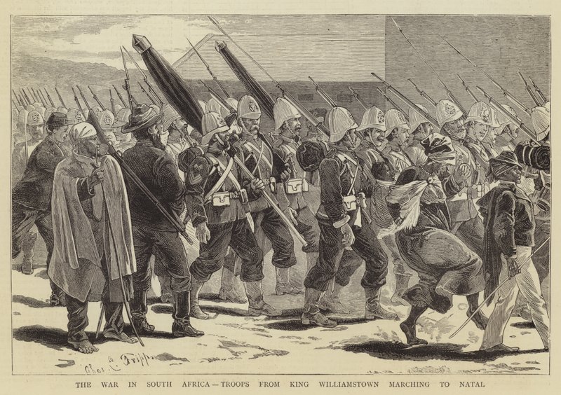 Der Krieg in Südafrika, Truppen aus King Williamstown marschieren nach Natal von Charles Edwin Fripp