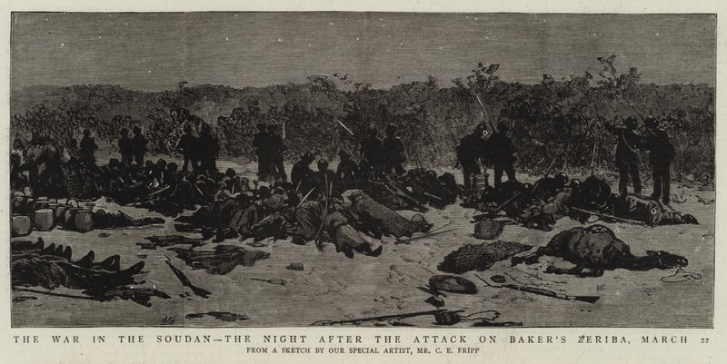 Der Krieg im Sudan, die Nacht nach dem Angriff auf Bakers Zeriba, 22. März von Charles Edwin Fripp