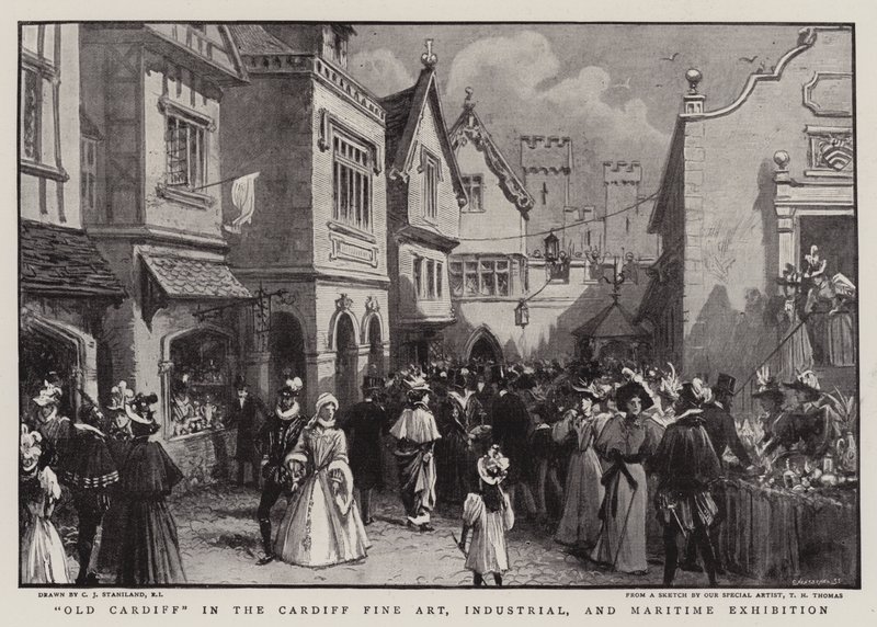 Alt-Cardiff in der Cardiff Fine Art, Industrial, and Maritime Exhibition von Charles J. Staniland