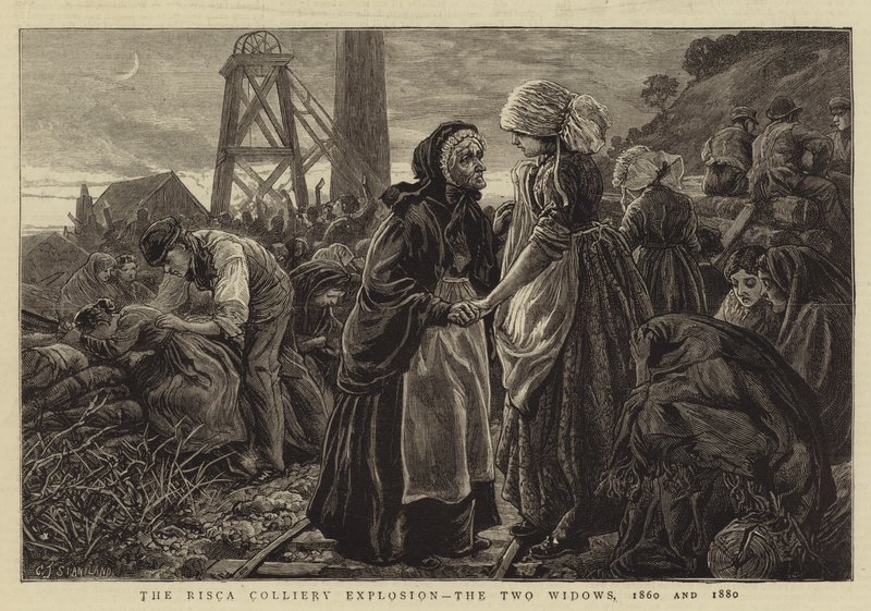 Die Risca-Kohlengrubenexplosion, die zwei Witwen, 1860 und 1880 von Charles J. Staniland