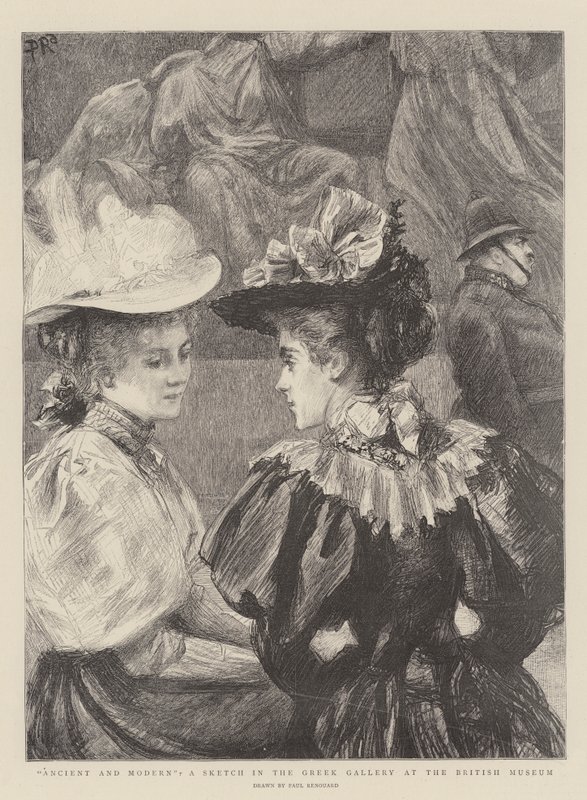 Antik und Modern, eine Skizze in der griechischen Galerie im British Museum von Charles Paul Renouard