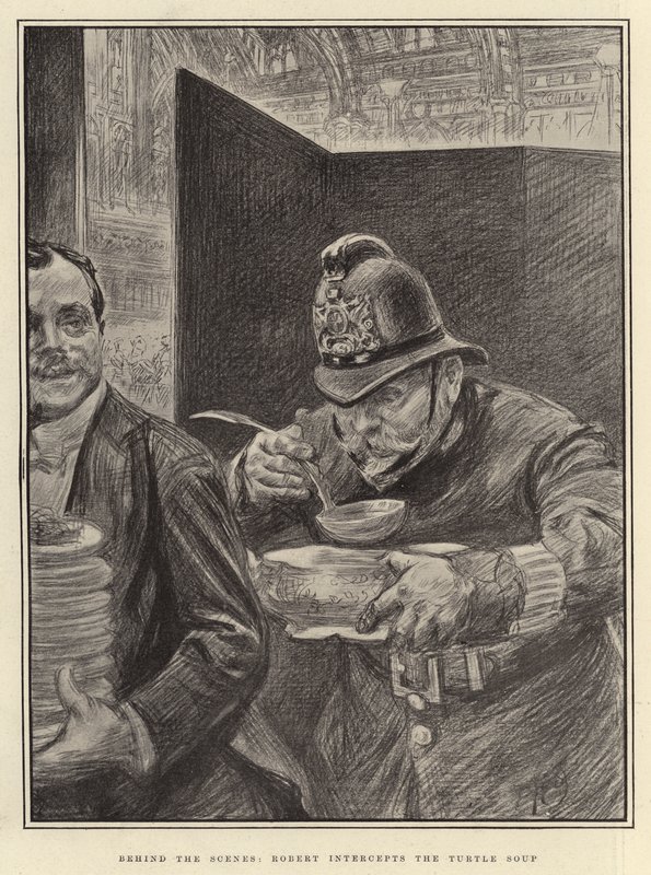 Hinter den Kulissen, Robert fängt die Schildkrötensuppe ab von Charles Paul Renouard