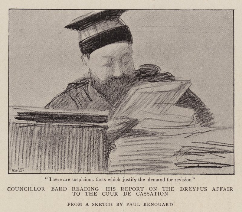 Ratsherr Bard liest seinen Bericht über die Dreyfus-Affäre vor dem Kassationsgericht von Charles Paul Renouard