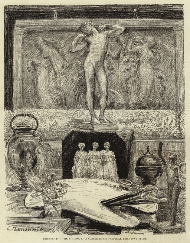 Maler in ihren Ateliers, I, eine Ecke im Atelier von Sir Frederick Leighton von Charles Paul Renouard