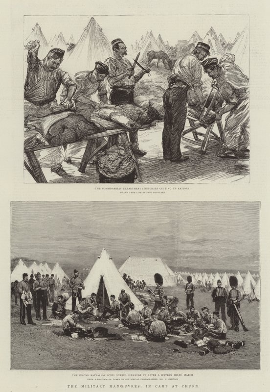 Die Militärmanöver, im Lager bei Churn von Charles Paul Renouard