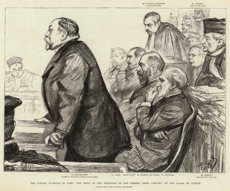 Die Panama-Skandale in Paris, der Prozess der Direktoren der Panama-Kanal-Gesellschaft, im Palais de Justice von Charles Paul Renouard