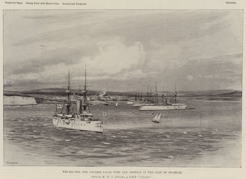 Wei-Hai-Wei, der chinesische Marinehafen und das Arsenal im Golf von Pe-Chi-Li von Charles William Wyllie