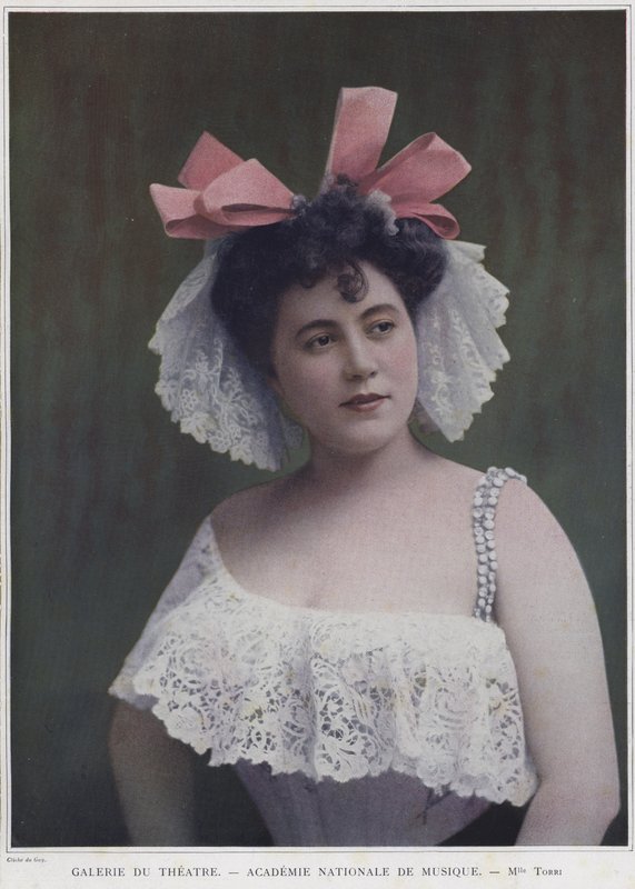 Mademoiselle Torri, französische Schauspielerin und Sängerin, koloriertes Foto von Du Guy