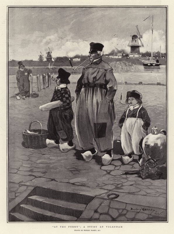 Am Fähranleger, eine Studie in Volendam von Dudley Hardy