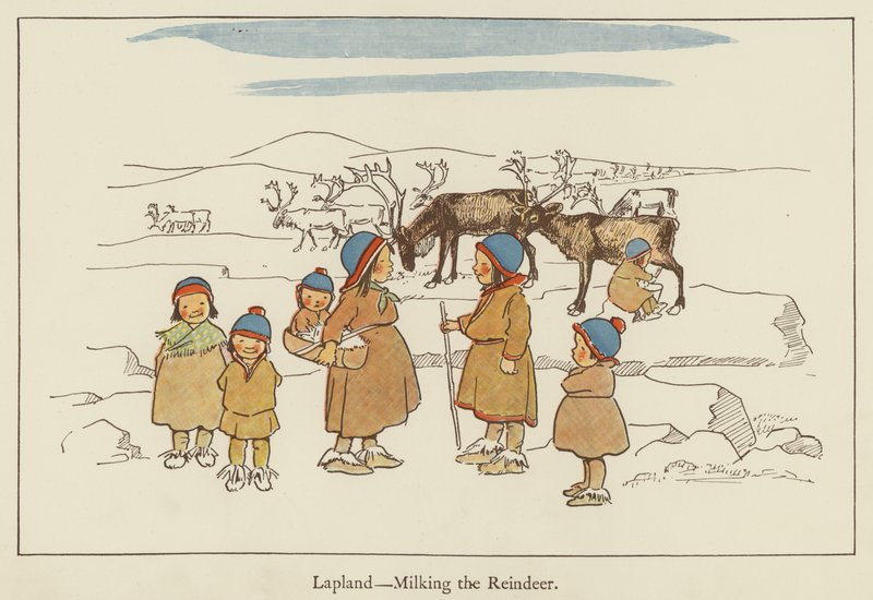 Lappland, das Melken der Rentiere von Edith Farmiloe