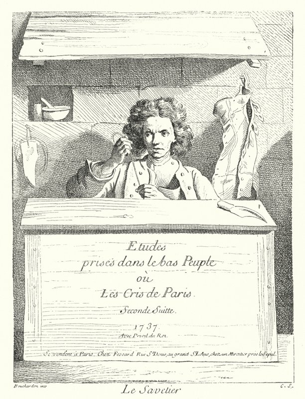 Der Schuster (Gravur) von Edmé (after) Bouchardon