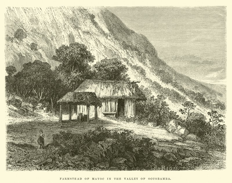 Bauernhof von Mayoc im Tal von Occobamba von Edouard Riou