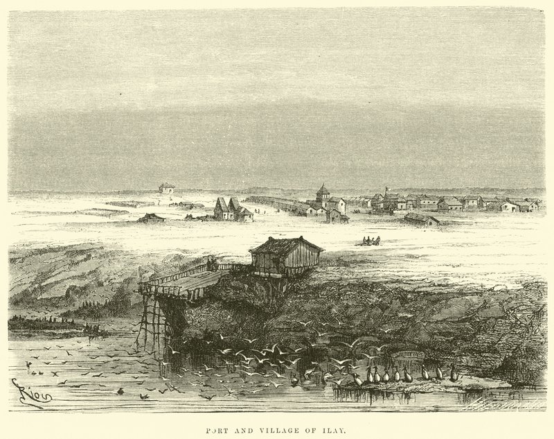 Hafen und Dorf von Ilay von Edouard Riou