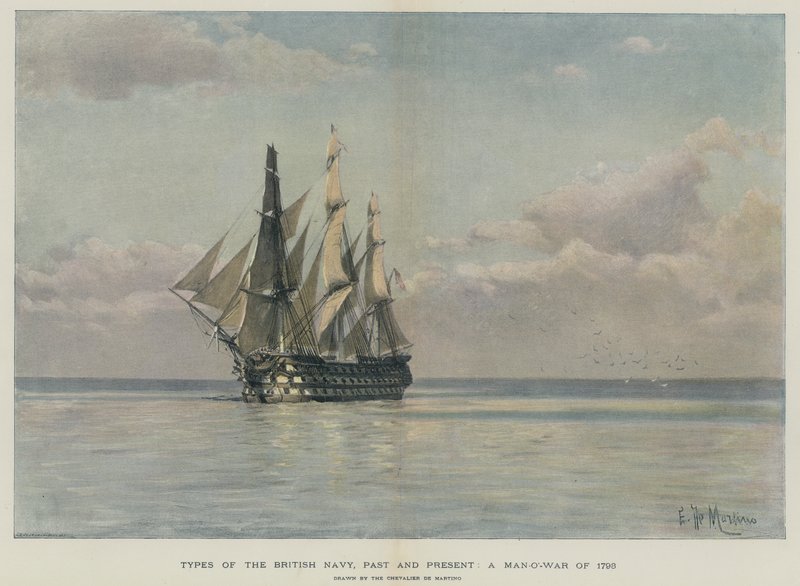 Ein Kriegsschiff von 1798 von Eduardo de Martino