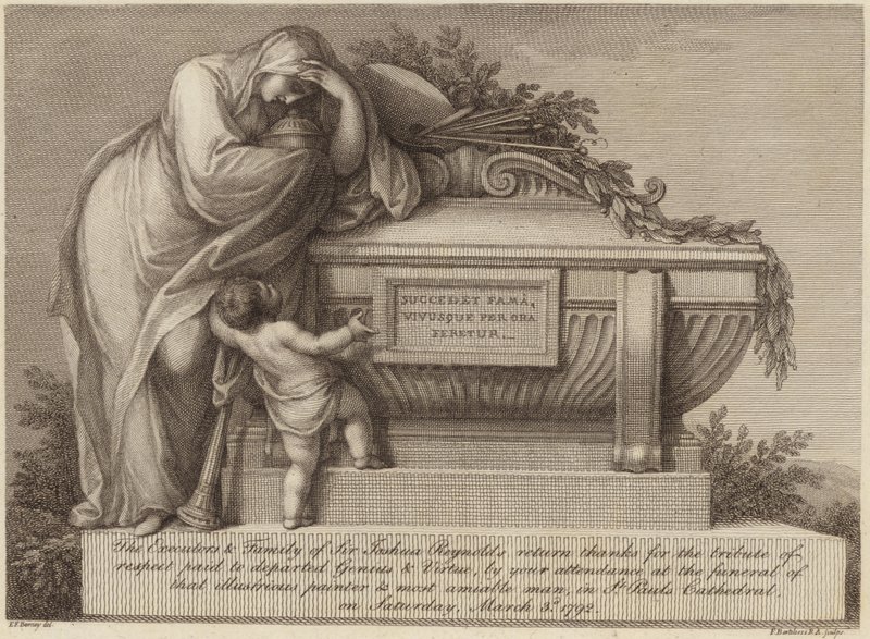 Beerdigungskarte von Sir Joshua Reynolds von Edward Francis Burney
