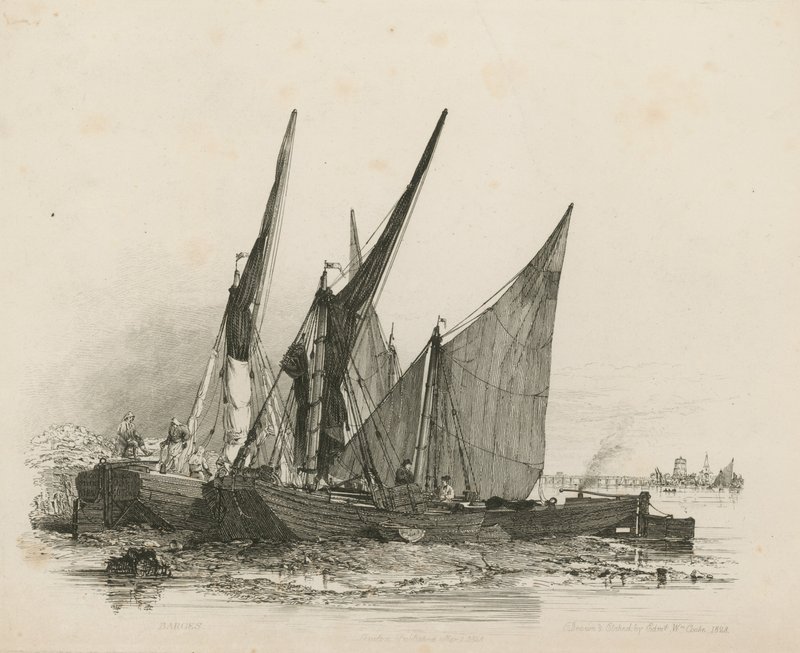 Lastkähne auf der Themse von Edward William Cooke