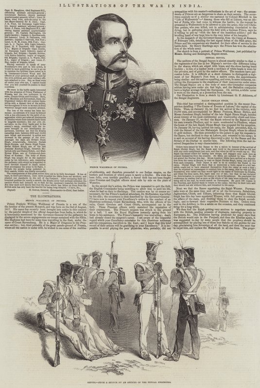 Illustrationen des Krieges in Indien von English School