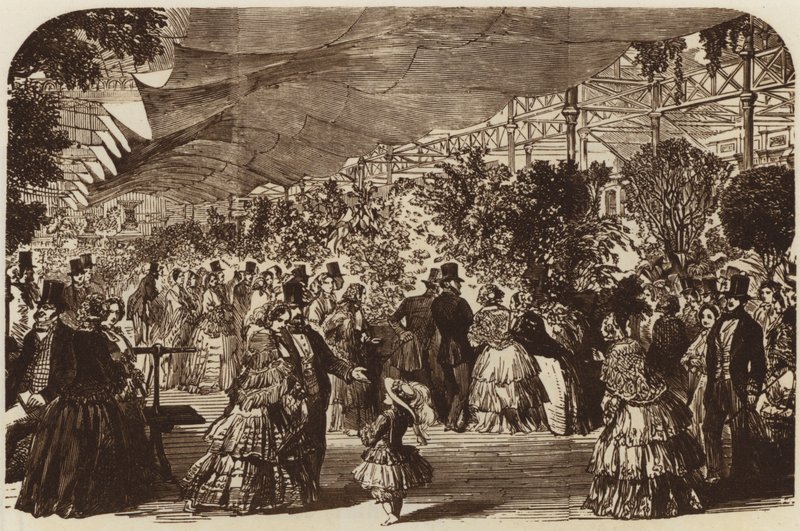 Die Gartenbauausstellung, Ostflügel, 1855 von English School