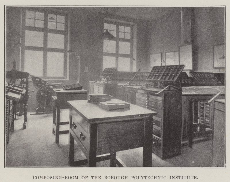 Setzerei des Borough Polytechnic Institute von English Photographer