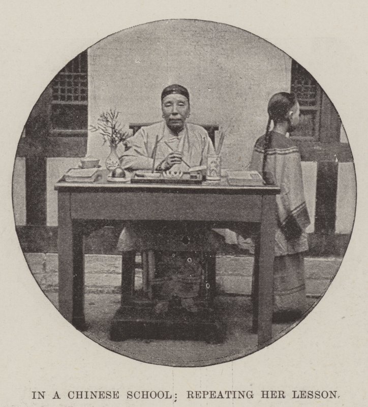 In einer chinesischen Schule, ihr Lektion wiederholend von English Photographer