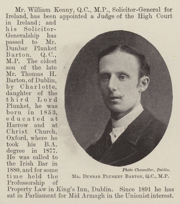 Mr. Dunbar Plunket Barton, QC, MP von English Photographer