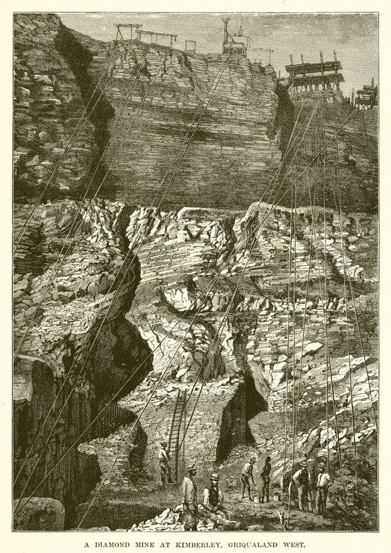 Eine Diamantenmine in Kimberley, Griqualand West von English School