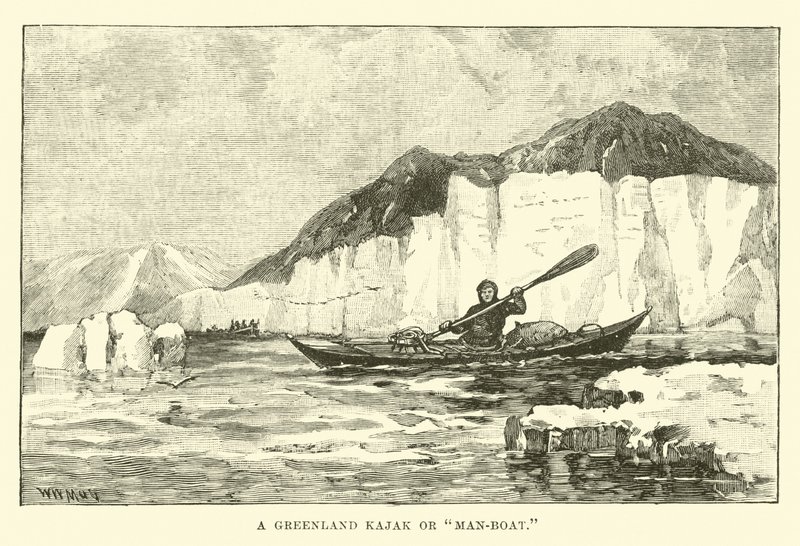 Ein grönländischer Kajak oder Mann-Boot von English School