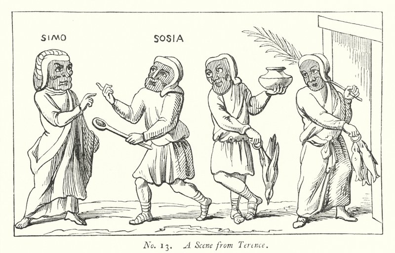 Eine Szene aus Terence (Gravur) von English School