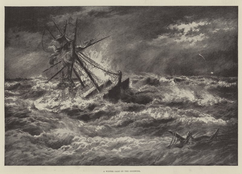 Ein Wintersturm auf den Goodwins von English School