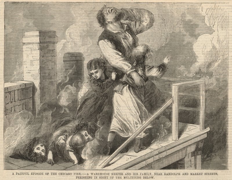 Ein schmerzhaftes Ereignis des Chicago-Feuers von English School