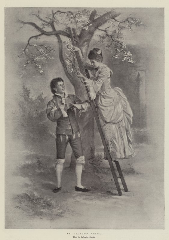 Ein Obstgarten-Idyll (Lithografie) von English School