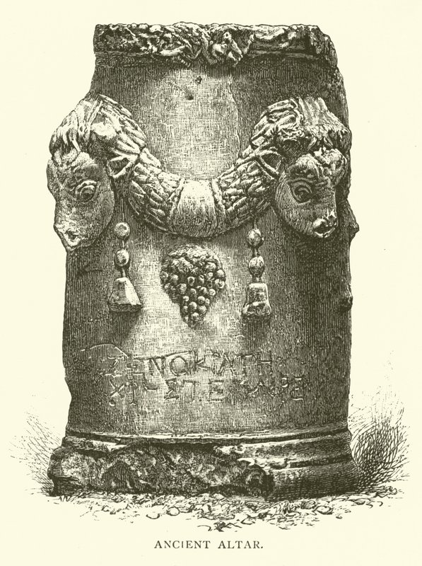 Antiker Altar (Gravur) von English School