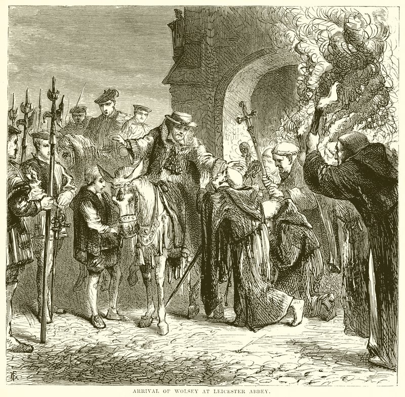 Ankunft von Wolsey in der Abtei von Leicester von English School