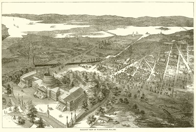 Ballonansicht von Washington, Mai 1861 von English School