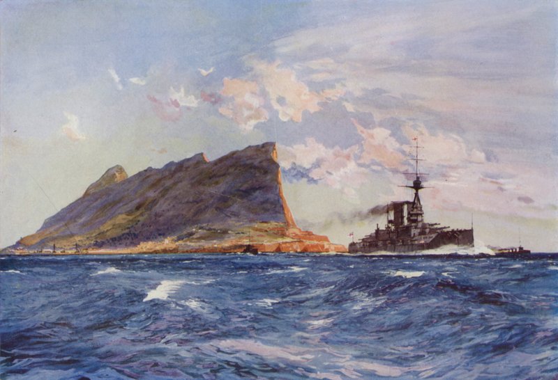 Britisches Schlachtschiff vor Gibraltar von English School