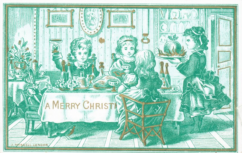 Weihnachtsmittagessen, Weihnachtskarte von English School