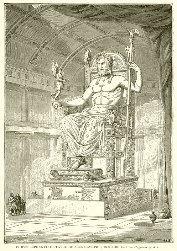 Chryselephantine Statue des Zeus Olympios, restauriert von English School