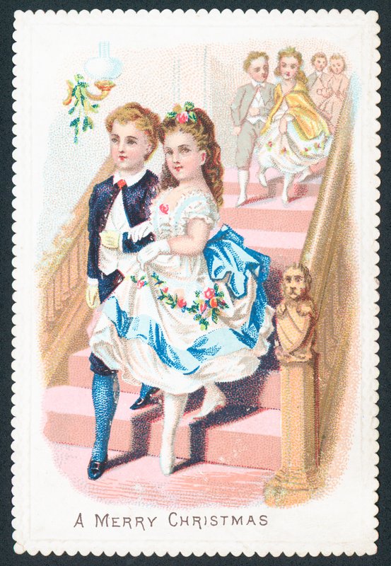 Paar kommt zur Party, Weihnachtskarte von English School