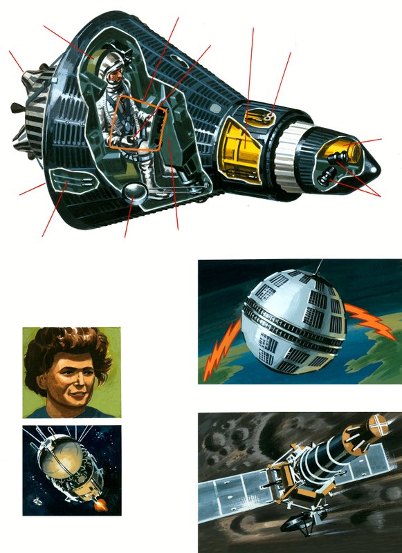 Schnittansicht des Mercury-Raumschiffs von English School