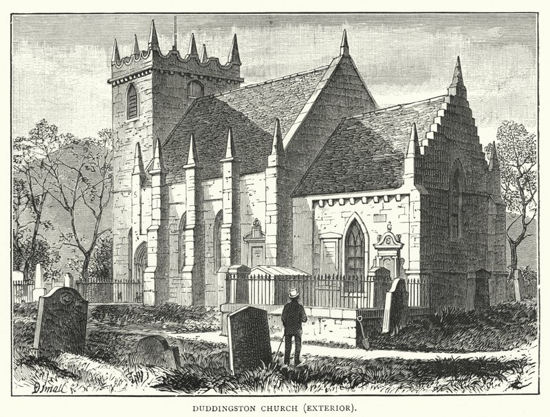 Duddingston Kirche, Außenansicht (Stich) von English School