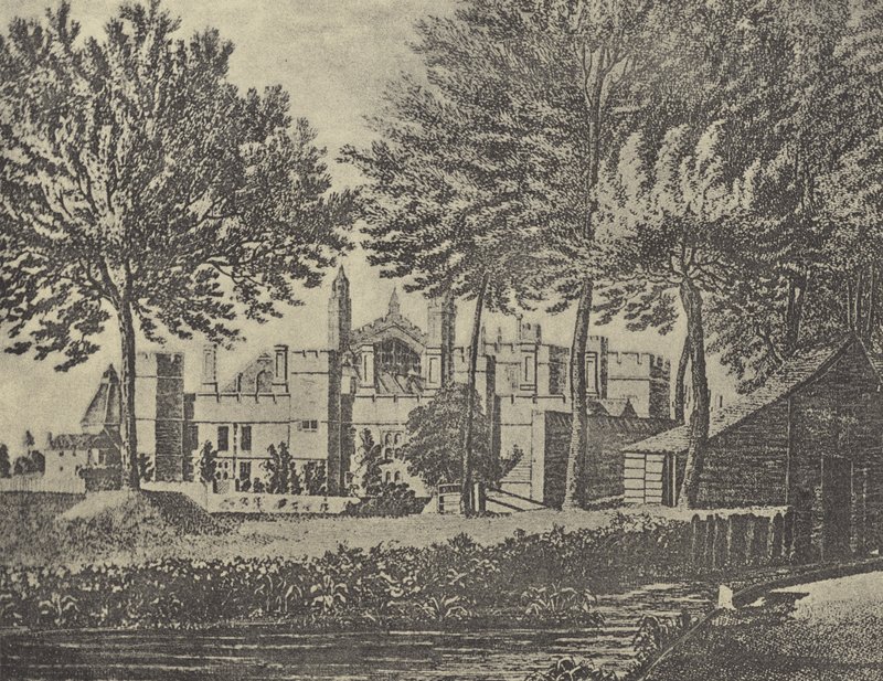 Ostansicht des Colleges, 1746 (Gravur) von English School