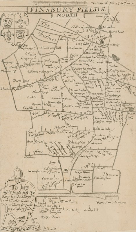 Ausarbeitung einer Bogenschießkarte von 1594 von English School